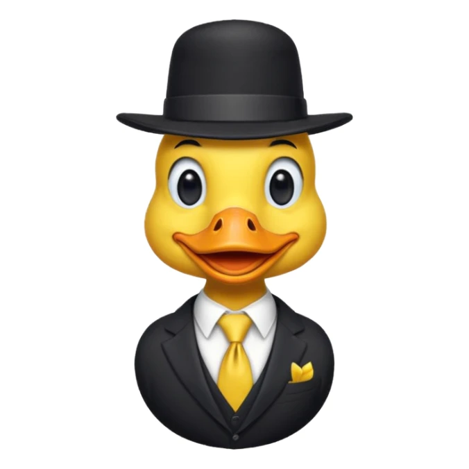 duck wearing a black tall hat and tie  sticker