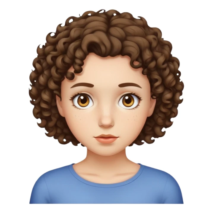 A girl with short curly hair and forehead acne  sticker