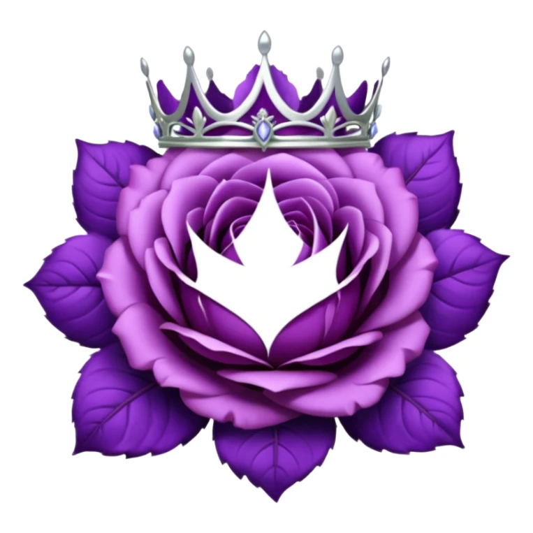 Purple rose with silver tiara and a purple emblem leaf wreath sticker