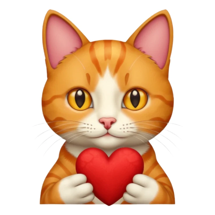 Male cat holding heart and flower sticker