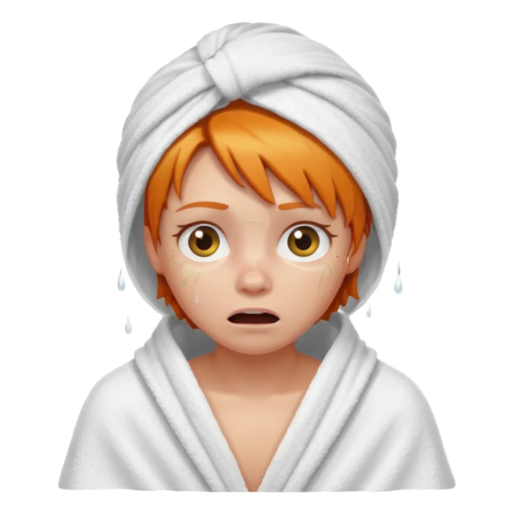 scared ginger girl with bath towels  sticker