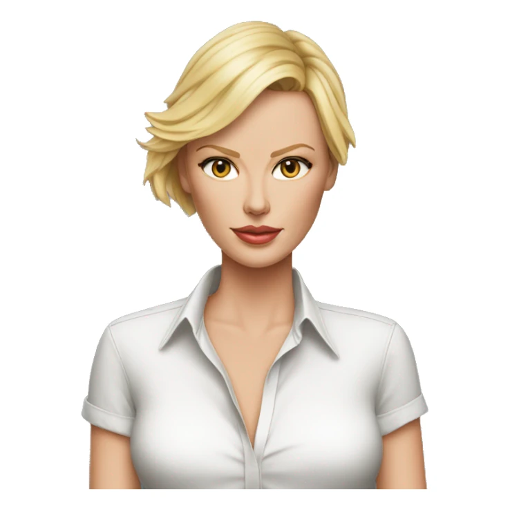ultra realistic charlize theron wearing shirt sticker