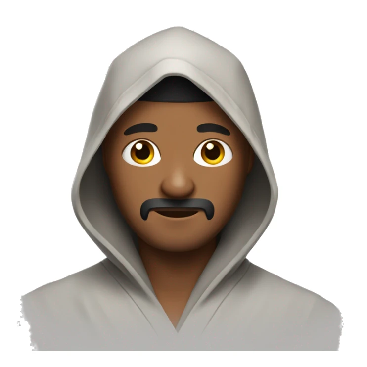 Brown man with a robe wearing a ninja mask sticker