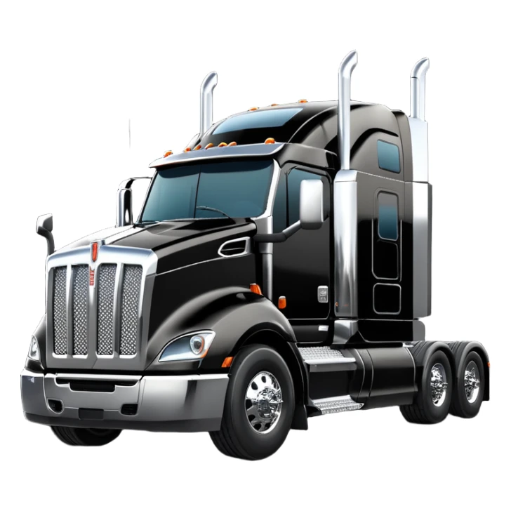 2026 Black Kenworth T680 Flat Top Semi Sleeper extended cab with stacks make realistic sticker