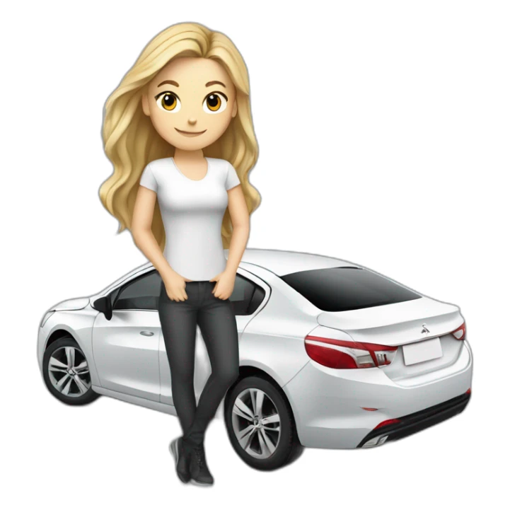 White peugeot 408 with girl sticker