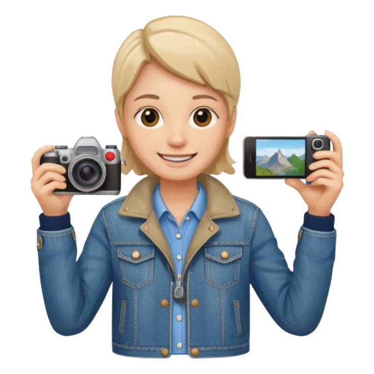 a tourist in europe holding a camera not wearing khaki sticker