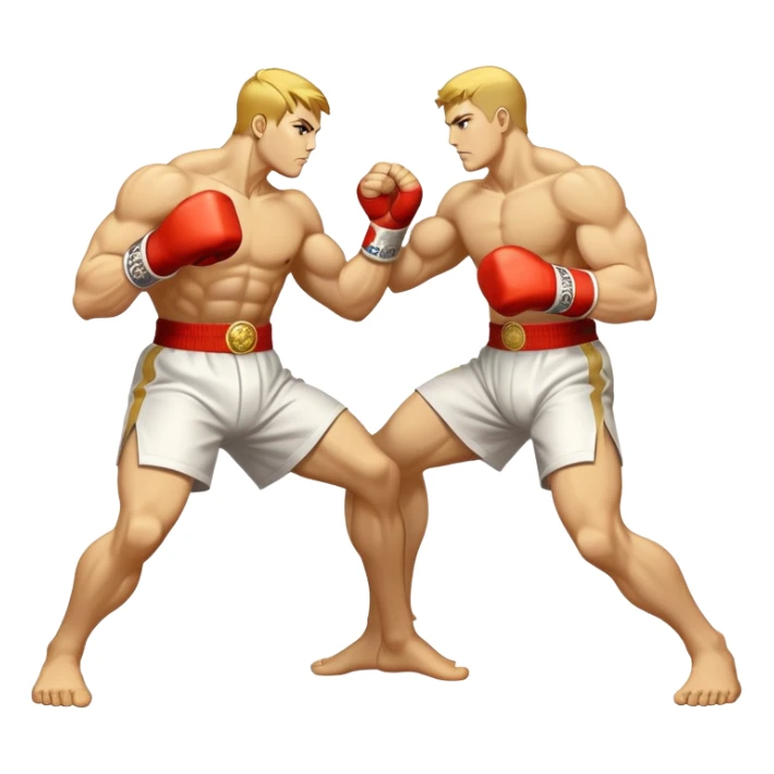 Round emblem symbolizing striking martial arts. The emblem features two fighters in dynamic stances, one delivering a powerful punch while the other defends with a block. In the center, a stylized fist and foot crossed to represent the essence of striking.  sticker