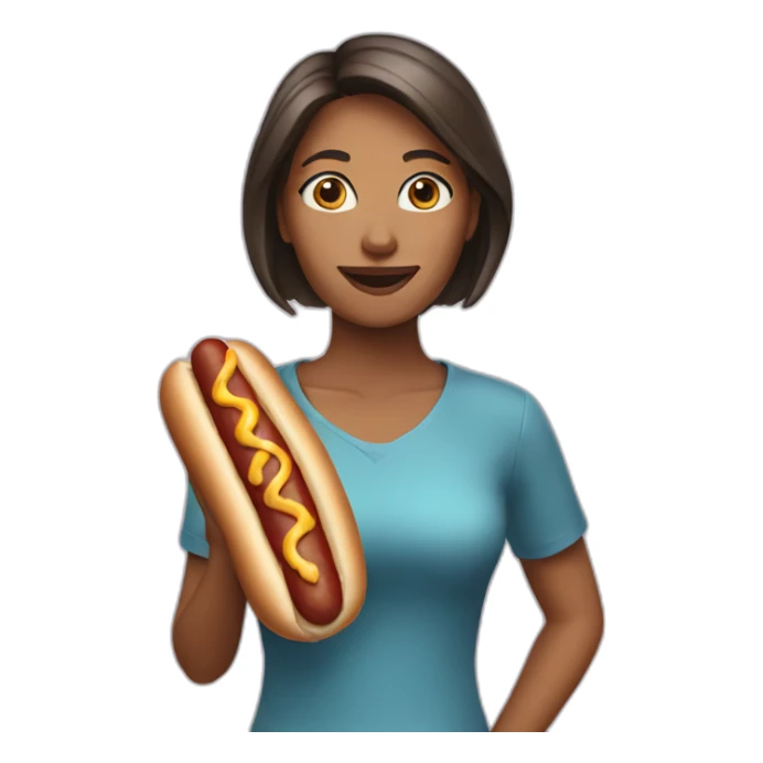 woman with hotdog sticker