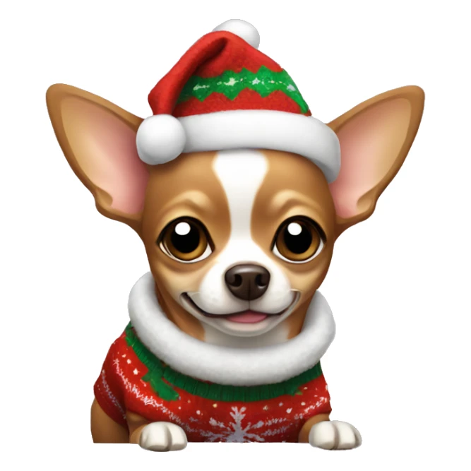 brown chihuahua wearing a christmas sweater sticker