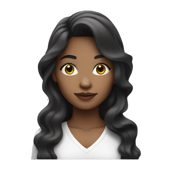 A mixed black and white  female with long brunett wavy hair  sticker