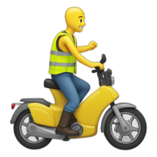 trottinette bald man yellow safety vest sticker