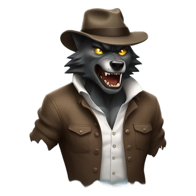 Werewolf wearing a fedora ripping open his shirt sticker