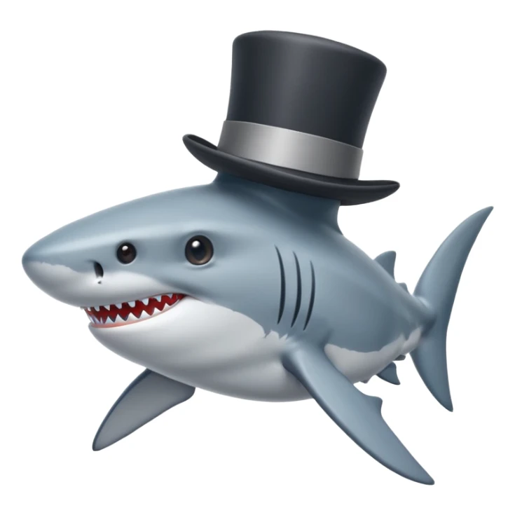 Shark with a top hat sticker