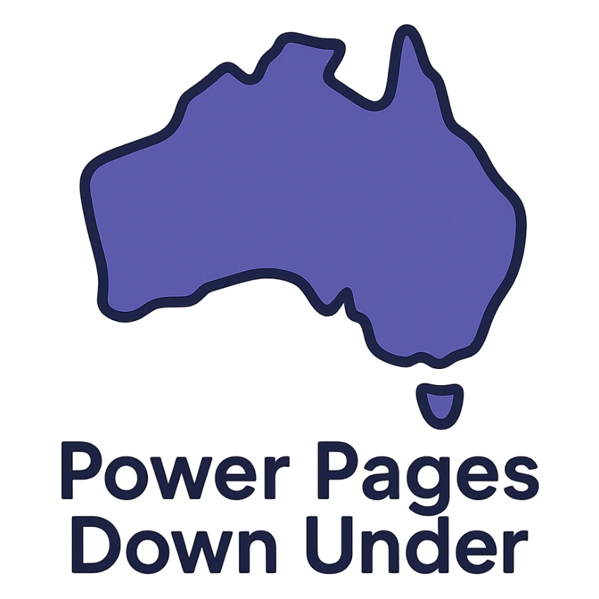 minimalist outlined icon of Australia map with thin lines, text 'Power Pages Down Under' in modern sans-serif font, color palette #403DAD, vibrant purple, #fff7ad accents, no extra icons or overlays sticker