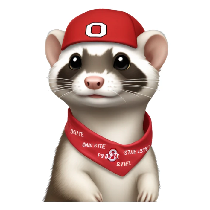 Ferret wearing an Ohio state bandana around its neck sticker