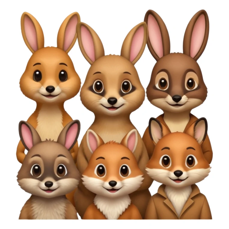 A meerkat,a bunny,a fox and a deer a being friends sticker