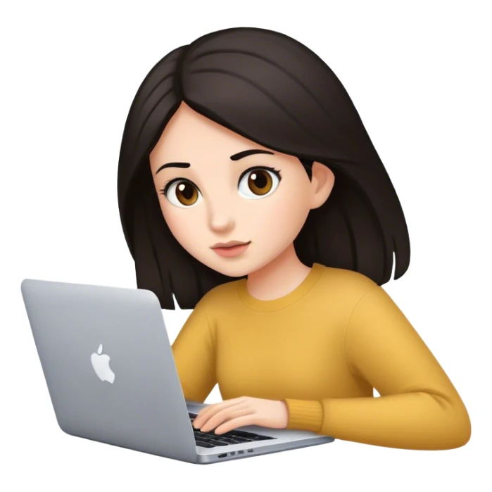 smm girl with dark hair with mac book sticker