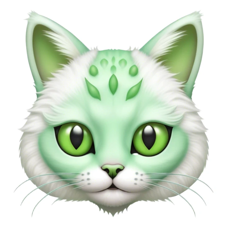 Green cat with alien antennae and alien eyes, cute sticker