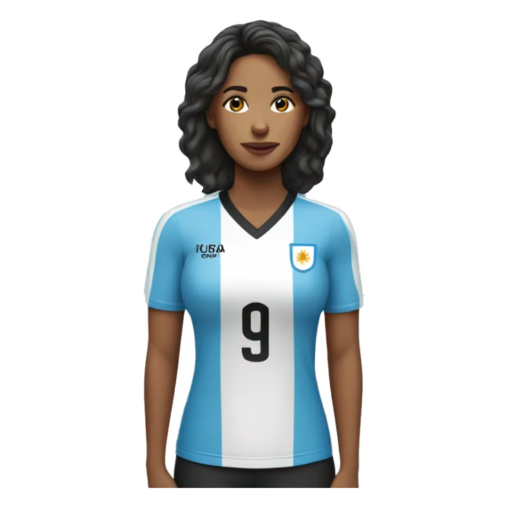 Woman wearing Uruguay jersey sticker