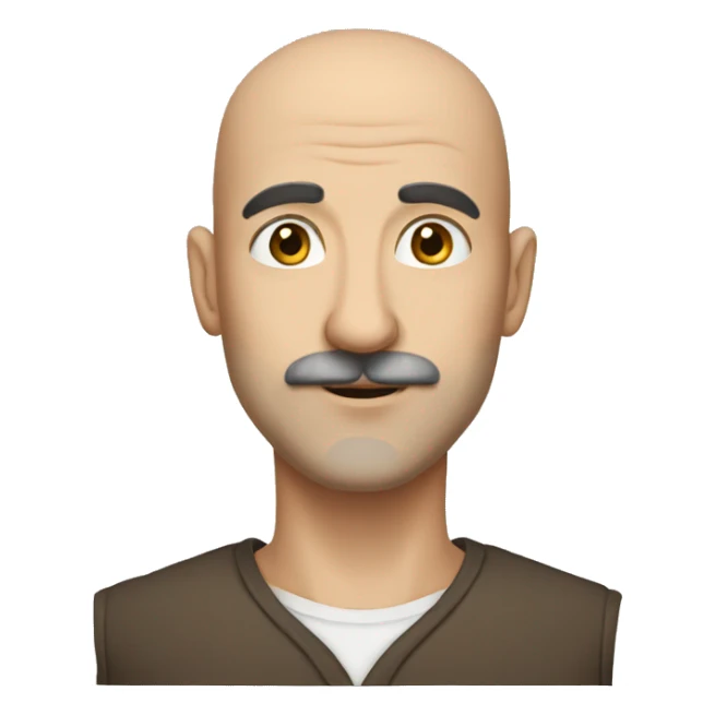 Tall Bald Turkish Man with fair skin and brown mustache sticker