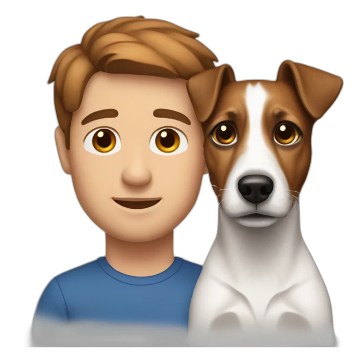 Man with brown hair with jack russell terrier sticker