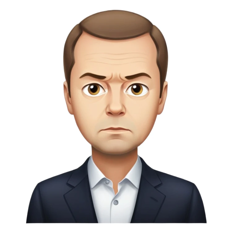 portrait of Dmitry Medvedev with a serious expression sticker