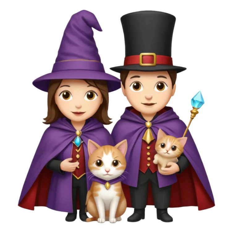 magician couple and their pet cat sticker