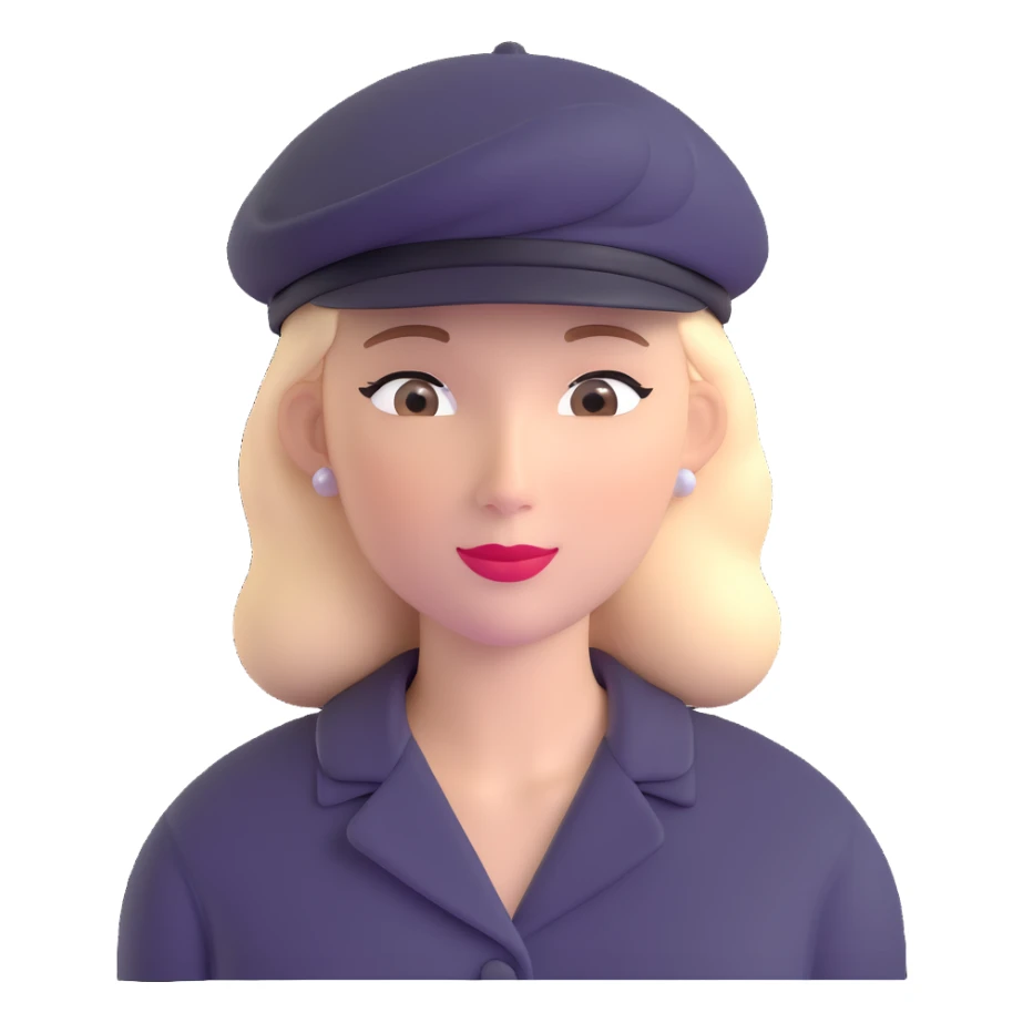 Parisian woman wearing a beret hat sticker