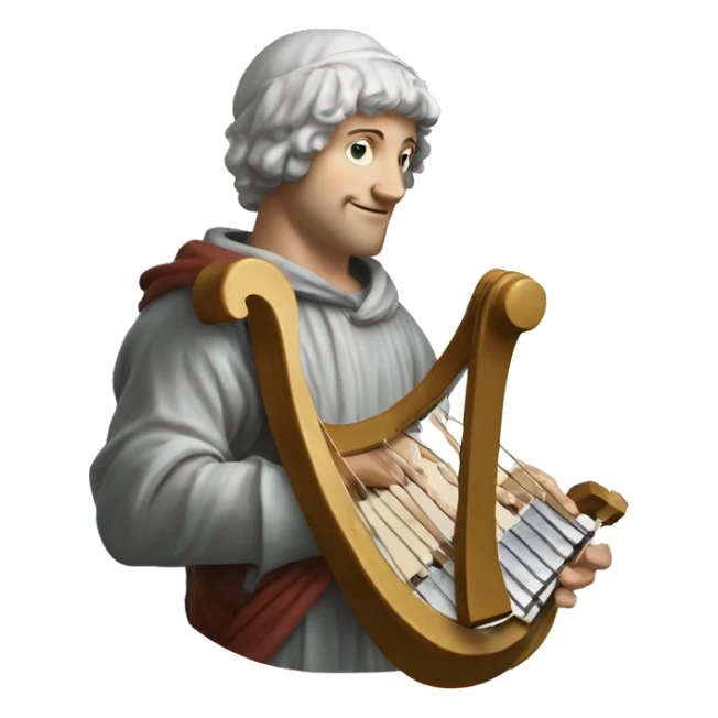 Petrarch holds a lyre in his hand sticker