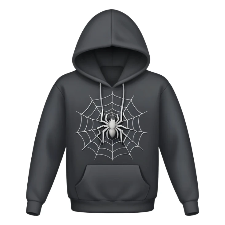 black hoodie with a grey spider web with no spider on it sticker