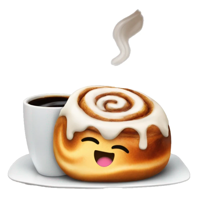 Cinnamon Roll next to coffee sticker
