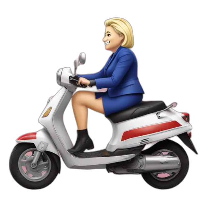Marine le Pen sur un scooter sticker