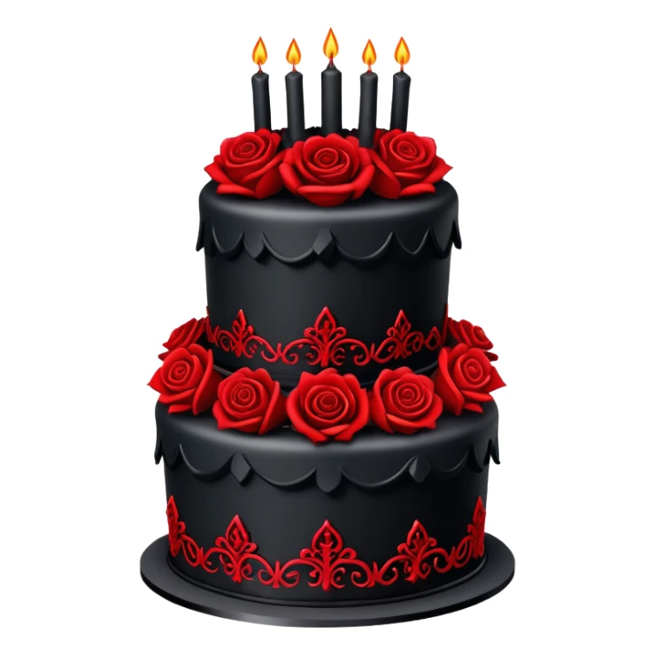 Gothic black and red Birthday cake sticker