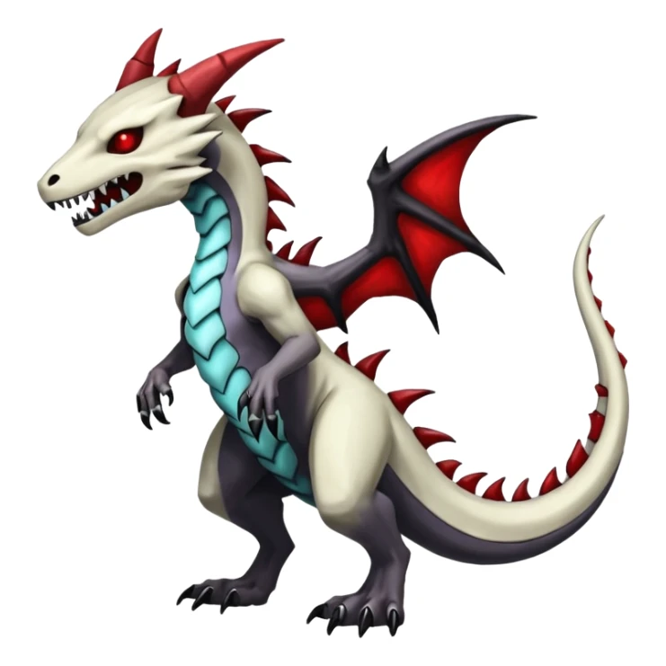 Shiny White Evil Glowing Eldritch Marowak-Salandit-Duskull-Darkdramon-fusion with bloody red markings sticker