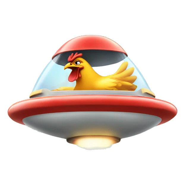 angry chicken driving in flying saucer sticker