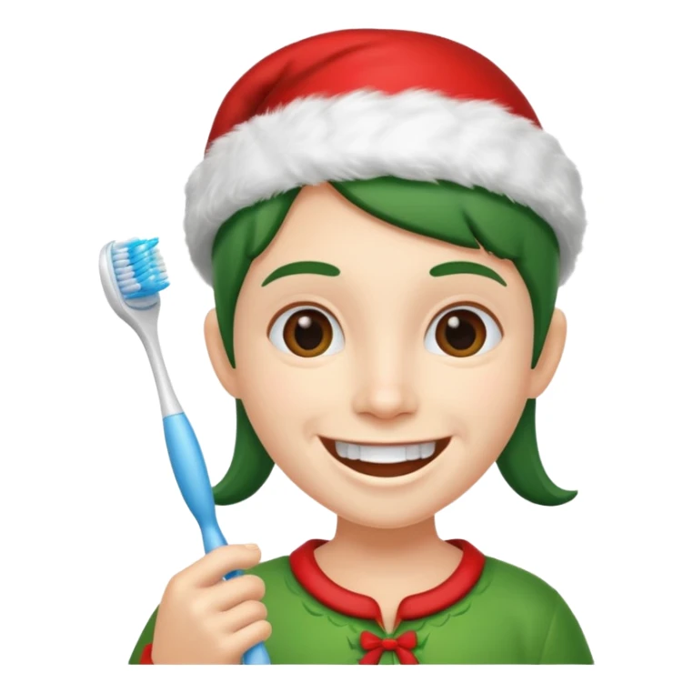 DUENDE NAVIDEÑO CON CEPILLO DE DIENTES EN LA MANO sticker
