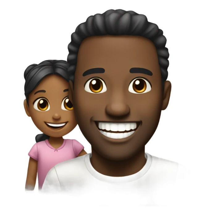 black man grinning at little girl sticker