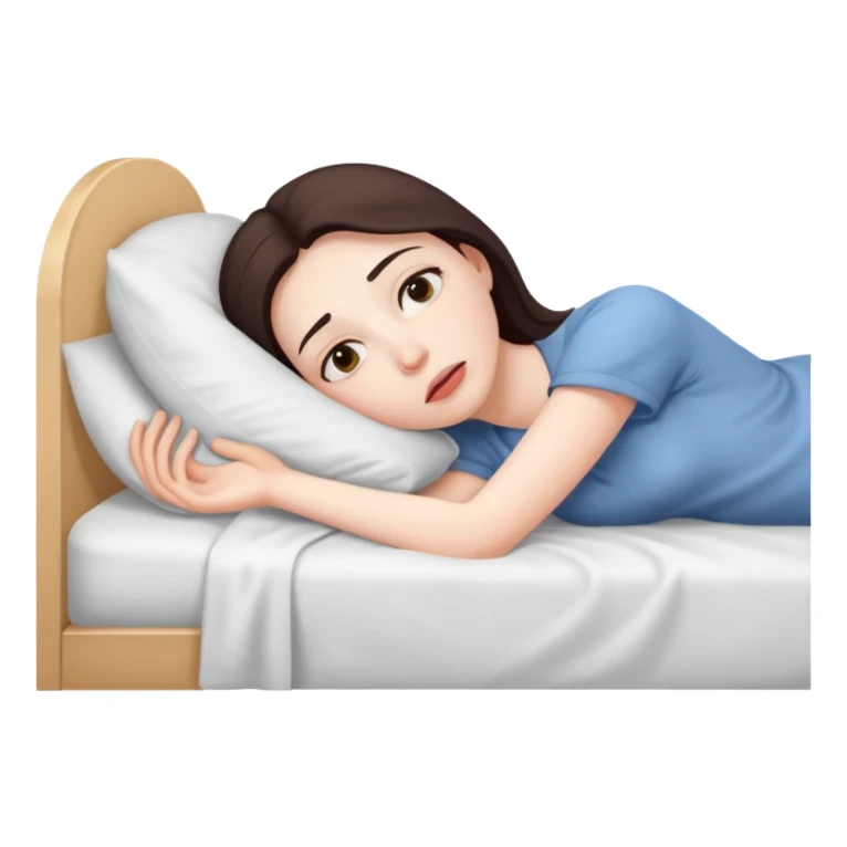 A woman lying in bed cannot fall asleep. She is really tired and exhausted sticker