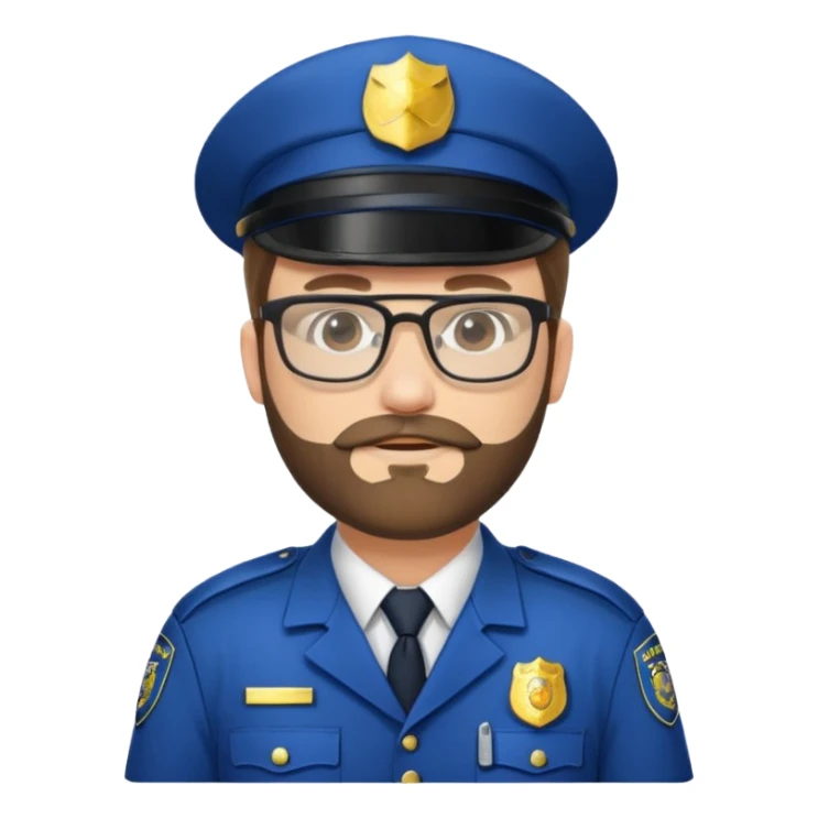 Police officer with glasses and beards(white uniform) sticker