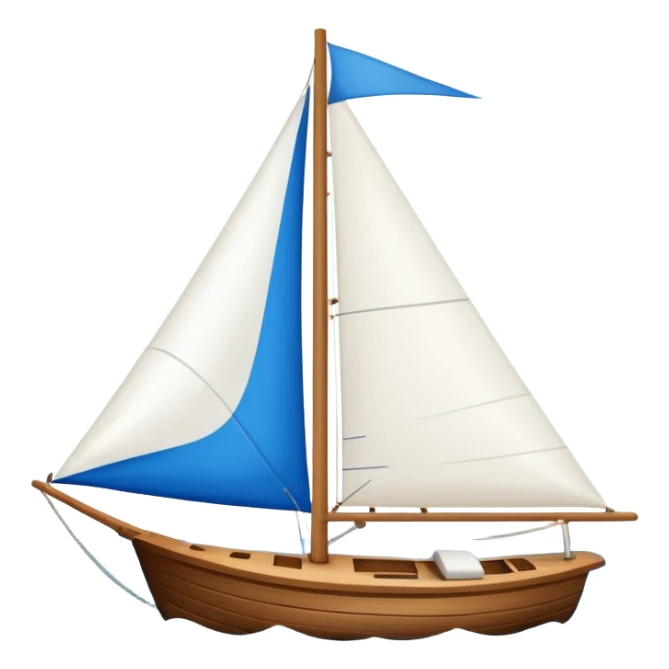 Sailboat – White sail on wooden hull sticker