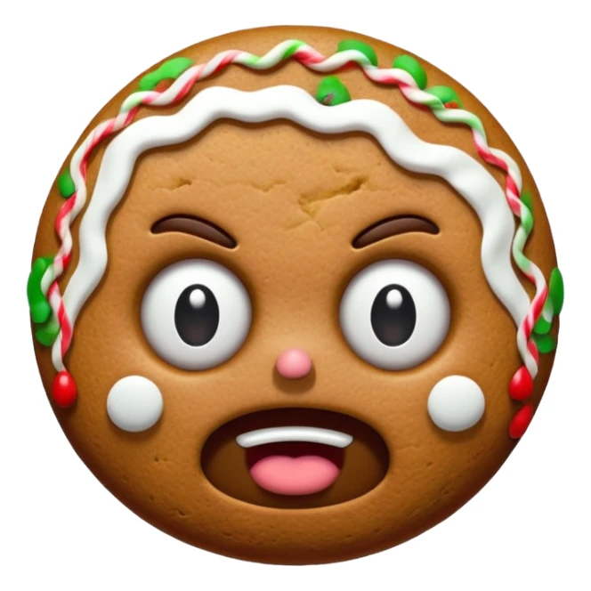 angry gingerbread man head with white eyes sticker