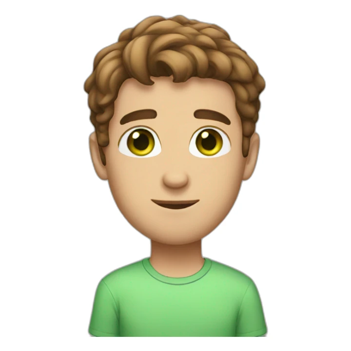 Man with green eyes  short brown hair and big cat  sticker