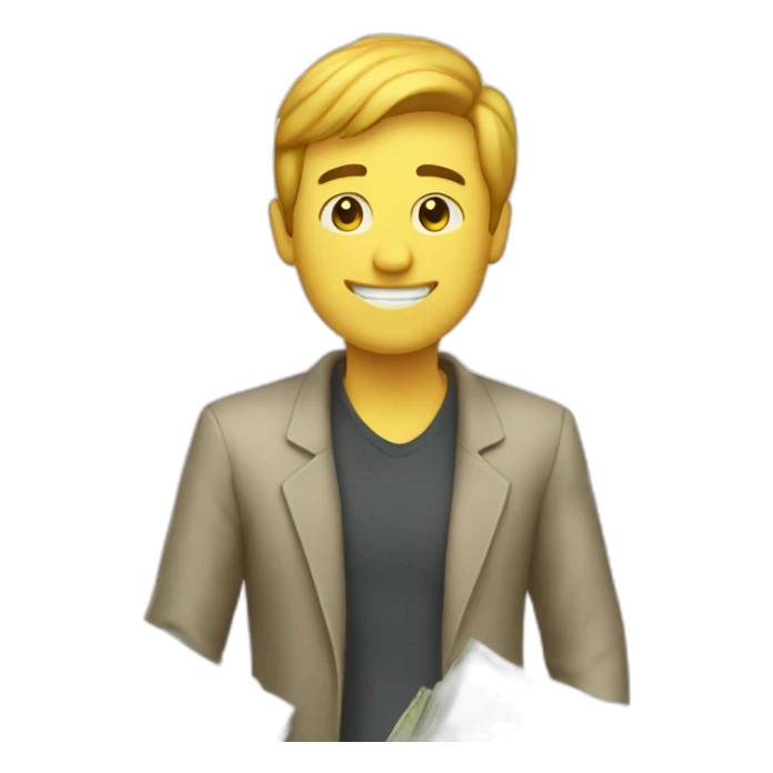 guy with a lot of money in backround sticker