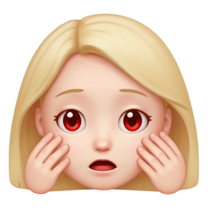 cute emoji with a shy embarrassed expression, soft colors, red cheeks, downcast eyes sticker