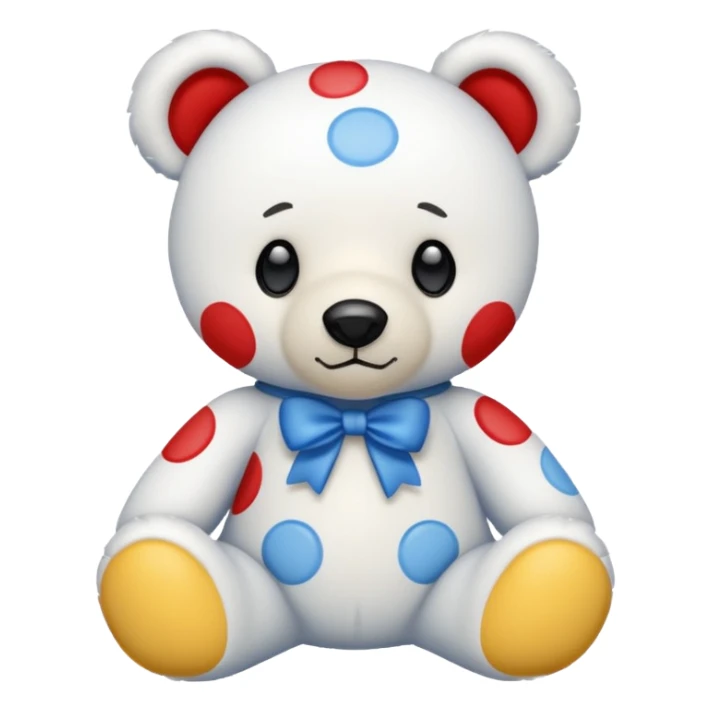 White teddy bear with blue, red and yellow spots sticker