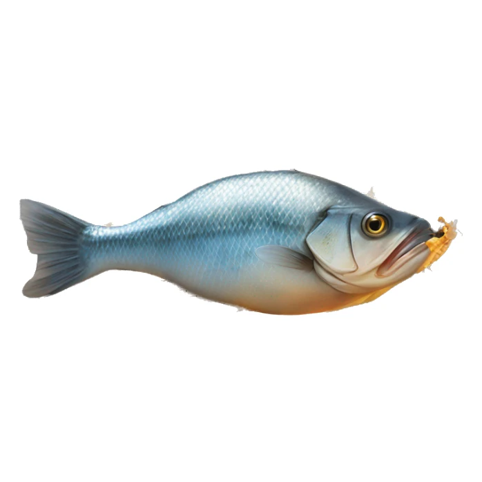 hiperrealistic fish being cooked on a grill in a sunny da sticker
