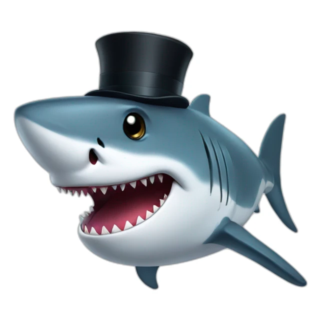Shark with a top hat sticker