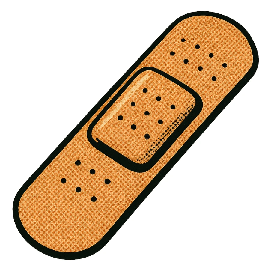 bandage, bold lines old school comic book style sticker