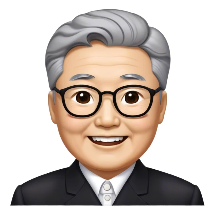 Happy Grey haired Kim il sung wearing black sticker