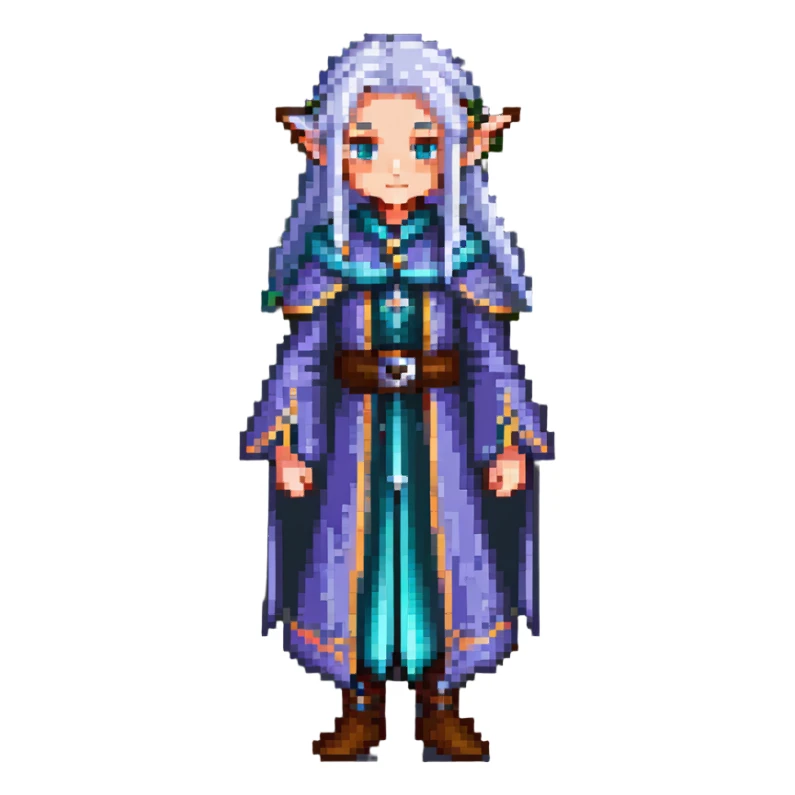Frieren the elf mage with silver hair sticker